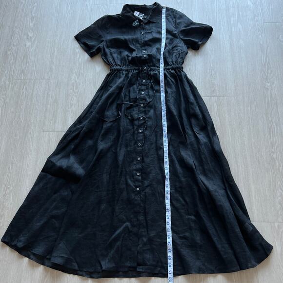 J Crew Cerise Shirt Dress In Ramie Size 8 Black - Picture 7 of 10